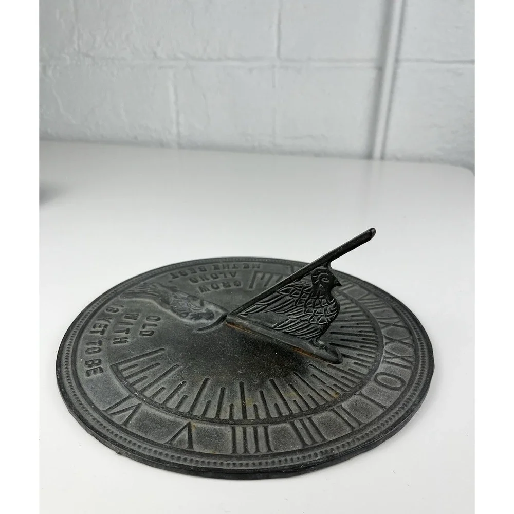 VTG Father Time Sundial Bird Grow Old Along With Me The Best Is Yet To Be 9 7/8